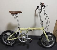 CAPTAIN STAG 折りたたみ自転車 AL-FDB166 ラテ　6段ギヤ CAPTAIN STAG 折りたたみ自転車 AL-FDB166 ラテ 6段ギヤ - メルカリ