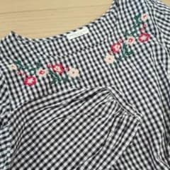 長袖ブラウス 花柄刺繍 ギンガムチェックのサムネイル