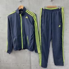adidas アディダス ジャージ上下 メンズセットアップ メッシュ M 紺 黄 adidas アディダス ジャージ上下 メンズセットアップ メッシュ M 紺 黄