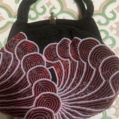 昭和レトロ ヴィンテージ 総ビーズ手刺繍 ハンドバッグ - メルカリ
