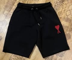 【AMI】XXS ハーフパンツ ロゴプリント ショートパンツ タグ付き ブラック AMI】XXS ハーフパンツ ロゴプリント ショートパンツ タグ付き