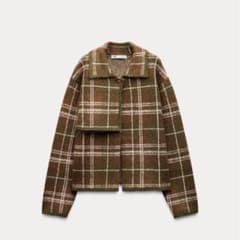 Zara チェックニットカーディガン L - メルカリ