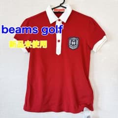 beams golf ビームスゴルフ ワッペン付きポロシャツ バイカラー 赤