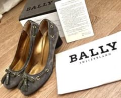 バリー BALLY スウェードタッセル付きパンプス グレー 箱保存袋付 美品