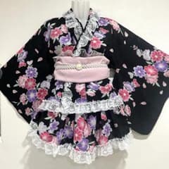 浴衣ドレス 大人用 姫ギャル 花 黒 ブラック セパレート - メルカリ