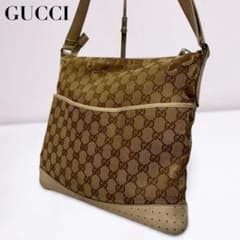 GUCCI グッチ ショルダーバッグ メッセンジャーバッグ 茶 GGキャンバス