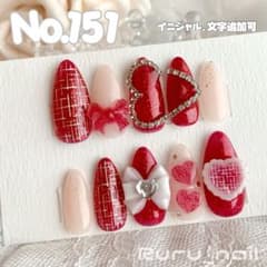 ネイルチップ‪‪❤︎‬レッド 赤 量産型地雷韓国ワンホンスナ系イニシャルキラキラ 現品セール】ネイルチップ♡レッド 赤 量産型地雷韓国ワンホン
