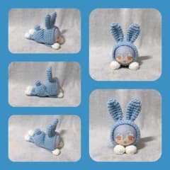 ハンドメイド作品③／おまんじゅうにぎにぎマスコット 着ぐるみ 寝そべりタイプのサムネイル