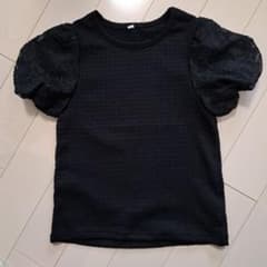 黒 レースパフスリーブ Tシャツ 150のサムネイル