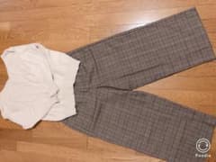 たみと。様専用lugnoncure チェックワイドパンツ ウエストゴムのサムネイル