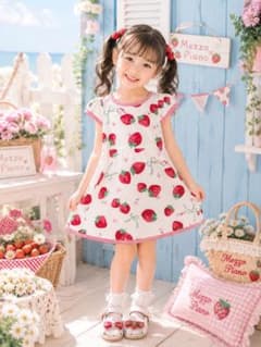 メゾピアノ いちご柄ワンピース 110 夏 苺 総柄 - メルカリ