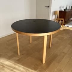 Alvar Aalto ラウンドテーブル リノリウム ブラックのサムネイル
