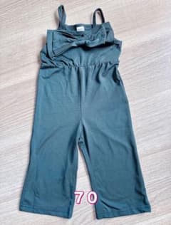 SHEIN ダークグリーン リボンロンパース 6-9Mのサムネイル