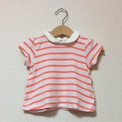 【PETIT BATEAU】ボーダー襟付きトップス 12m/74cmのサムネイル