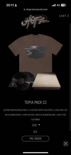 Travis Scott UTOPIA Pack C2 Vinyl Tシャツ - メルカリ