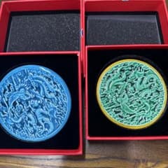 青と緑のドラゴン彫刻皿2枚セット - メルカリ