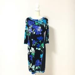 近年美品 LEONARD レオナール カンカン ストレッチ ワンピース 42