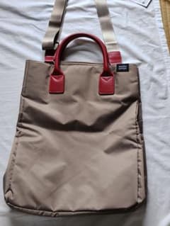 muchu 2wayトートバッグ ベージュ×レッドのサムネイル