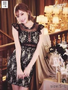 dazzy store レース ミニドレス ブラックのサムネイル