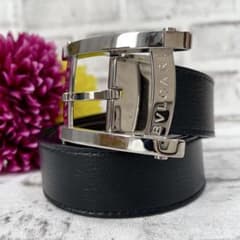 極美品✨ブルガリ ベルト アショーマ シルバーバックル メンズ 黒