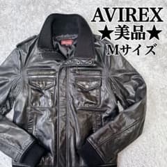 美品☆AVIREX レザージャケット カーフレザー フライトジャケット M 黒 