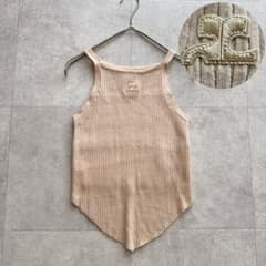 美品　Courreges　近年　タンクトップ　フロントロゴ　ニット　ベージュ　M 美品 Courreges 近年 タンクトップ フロントロゴ ニット ベージュ M