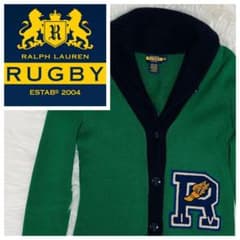 【希少/極美品】ラルフローレン　RUGBY レタードカーディガン グリーンのサムネイル