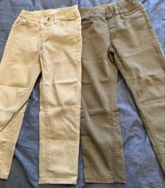 ベージュ・カーキ スリムフィットパンツ 2点セットのサムネイル