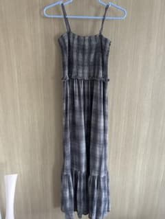 か*で様 2way チェック柄シャーリングキャミワンピース dk1412のサムネイル