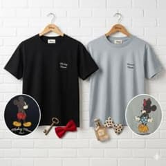 어른 디즈니 백 프린트 T 셔츠 미키 & 미니 셋업 M