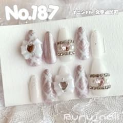 現品】ネイルチップ♡ピンク ホワイト 量産型地雷韓国ワンホン