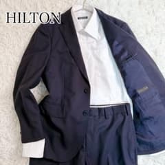 極美品】HILTON ヒルトン セットアップ スーツ ネイビー ウール100