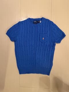 美品☆Polo Ralph Lauren 半袖 ケーブルニット M 青のサムネイル