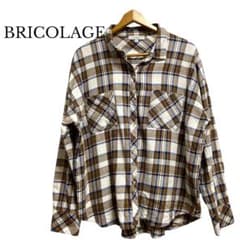 BRICOLAGE ブラウン チェックシャツ フランネルシャツ LLのサムネイル