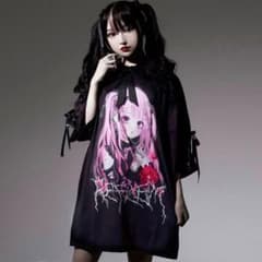 【お値下げ中】negiコラボTシャツ　桃色髪少女レースアップTシャツのサムネイル