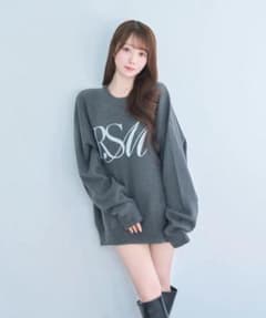 ロゼミューズ Over sized logo jaquard knitチャコール - 3