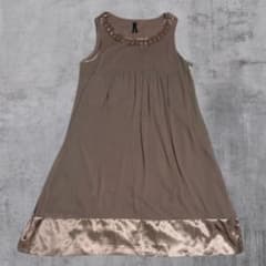 [Excellent Condition] Sleeveless knee-length dress, beige, archive grunge, y2k