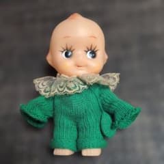 希少】昭和レトロ キューピー人形 緑色のニットスーツの人形 約15cm
