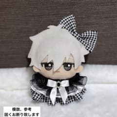 ぬい服 千鳥格子フリルドレス リボンセット ブラック ちびぐるみ