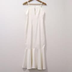 JUNOAH キャミドレス M 白 マーメイド ロング ワンピース パーティー