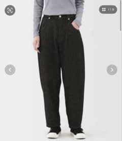 無印良品　カポック混　バレルデニムパンツ　黒のサムネイル