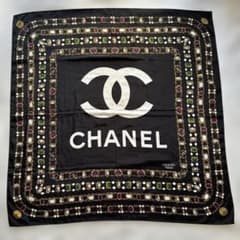 CHANEL スカーフ　85×85cm ブラック　ロゴマーク CHANEL スカーフ 85×85cm ブラック ロゴマーク - メルカリ