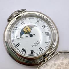 【稼働品】Boston Club 懐中時計 サン＆ムーン ローマ数字 蓋付き