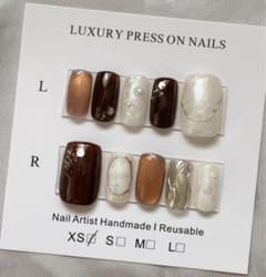 【現品】ネイルチップXS 春ネイル　マグネットネイル　ブラウンネイルのサムネイル