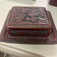 堆朱 硯箱 文箱 龍 彫刻 漆器 伝統工芸