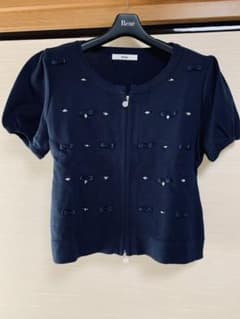 Rene★ルネ★希少38サイズ★おリボンテープとビーズのカーディガンのサムネイル