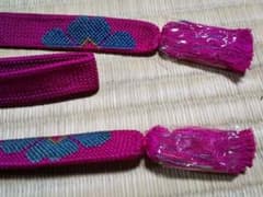 帯締め ピンク 平組 花文様のサムネイル