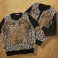 フェラガモ シルク 半袖ニット カーディガン アンサンブル ヒョウ柄 L