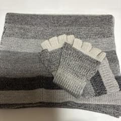 ソニアリキエル イタリア製グレー系ニットマフラーと手袋セット ユニ