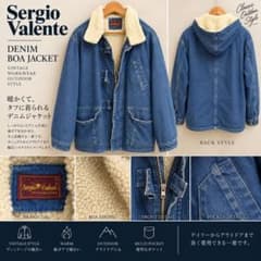 Sergio Valente デニム ボアジャケット フード付き 裏ボア 古着のサムネイル